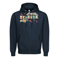 Navy daisy teacher Zipper Hoodie - AdoDesignShop