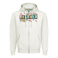 Oatmeal Heather daisy teacher Zipper Hoodie - AdoDesignShop