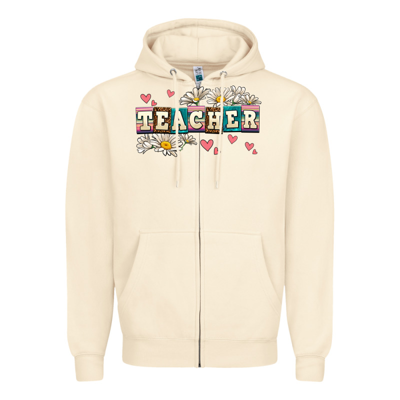 Daisy Teacher Zipper Hoodie by AdoDesignShop | Teevron