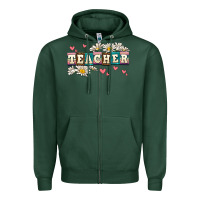 Sports Green daisy teacher Zipper Hoodie - AdoDesignShop
