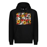 Black cowhide sunflowers candy canes Christmas background Premium Hoodie - Jasminsmagicworld