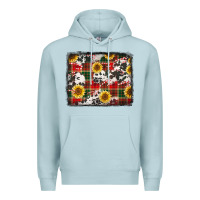 Blue Mist cowhide sunflowers candy canes Christmas background Premium Hoodie - Jasminsmagicworld