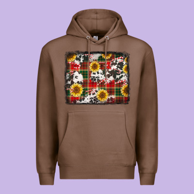 Cowhide Sunflowers Candy Canes Christmas Background Premium Hoodie Designed By Jasminsmagicworld