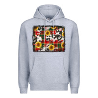 Heather Grey cowhide sunflowers candy canes Christmas background Premium Hoodie - Jasminsmagicworld
