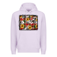 Lilac cowhide sunflowers candy canes Christmas background Premium Hoodie - Jasminsmagicworld