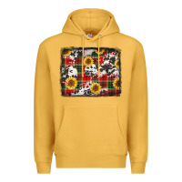 Mustard cowhide sunflowers candy canes Christmas background Premium Hoodie - Jasminsmagicworld