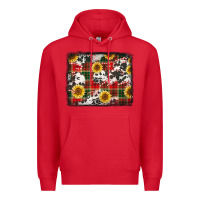 Red cowhide sunflowers candy canes Christmas background Premium Hoodie - Jasminsmagicworld