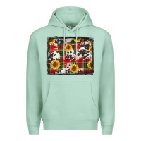 Seafoam cowhide sunflowers candy canes Christmas background Premium Hoodie - Jasminsmagicworld