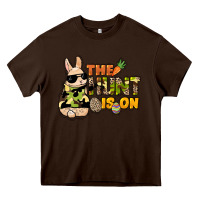 Chocolate Brown The hunt is on Easter Day Heavy Core Tee - HowdyJamesFarm
