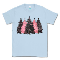 Dusty Blue pink christmas trees Classic Tee - CowGirlArtShop