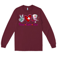Burgundy Peace Love Cna Long Sleeve Tee - RanaPortraitStore