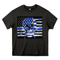Asphalt police flag patriotic skull Heavy Core Tee - TumblerDesignByShophia