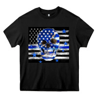 Black police flag patriotic skull Heavy Core Tee - TumblerDesignByShophia