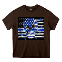 Chocolate Brown police flag patriotic skull Heavy Core Tee - TumblerDesignByShophia