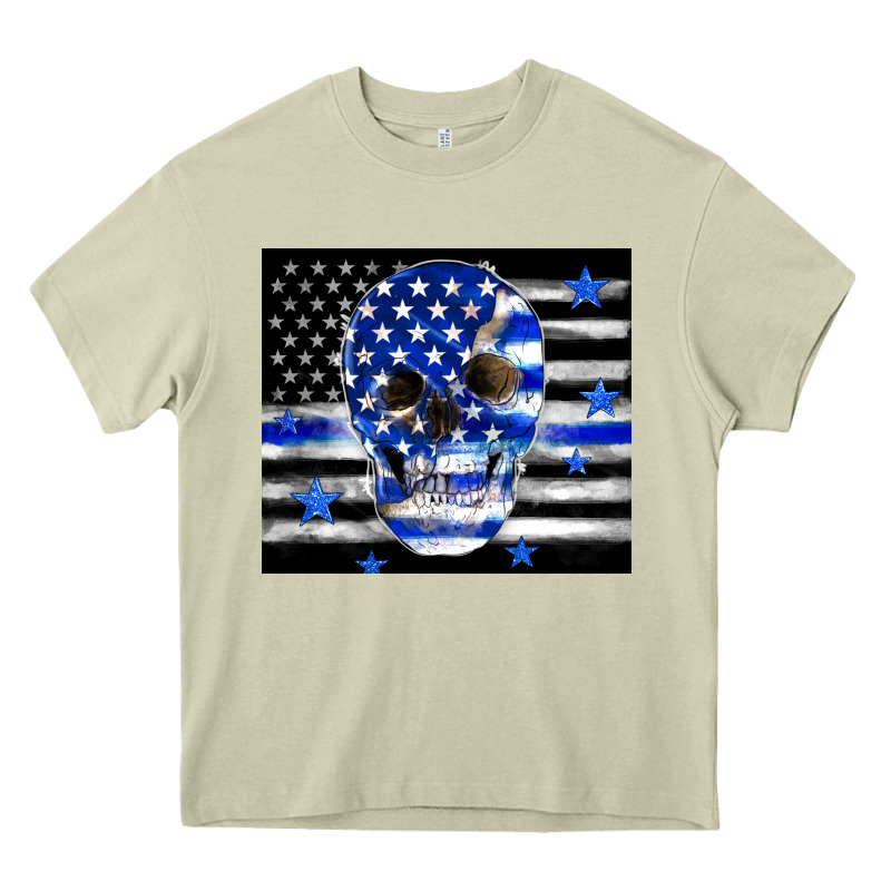 Police Flag Patriotic Skull Heavy Core Tee by TumblerDesignByShophia | Teevron