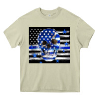 Mossy police flag patriotic skull Heavy Core Tee - TumblerDesignByShophia