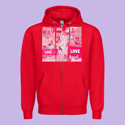 Breast Cancer Awareness Pink Zipper Hoodie Designed By Adodesignshop