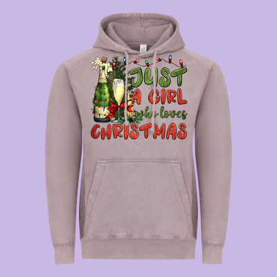 Just A Girl Who Loves Christmas Vintage Hoodie Designed By Bundleandbundleshop