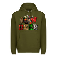 Army Green oh deer christmas Premium Hoodie - LillyAllenDesigns