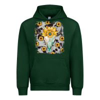 Forest Green cowhide sunflower gemstone bull skull Urban Hoodie - JahusDesignShop