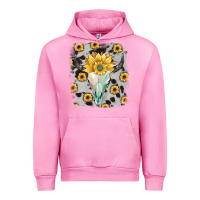 Fuchsia Pink cowhide sunflower gemstone bull skull Urban Hoodie - JahusDesignShop