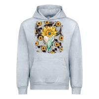 Heather Grey cowhide sunflower gemstone bull skull Urban Hoodie - JahusDesignShop