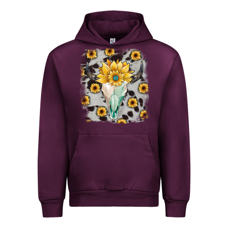 Cowhide Sunflower Gemstone Bull Skull Urban Hoodie by JahusDesignShop | Teevron