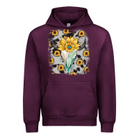 Mauve Wine cowhide sunflower gemstone bull skull Urban Hoodie - JahusDesignShop