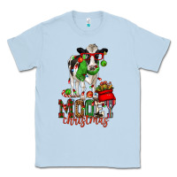 Dusty Blue mooey christmas holstein cow Classic Tee - CowGirlArtShop