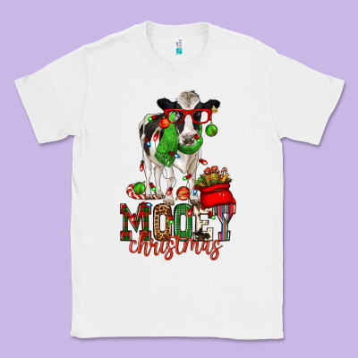 Mooey Christmas Holstein Cow Classic Tee Designed By Cowgirlartshop