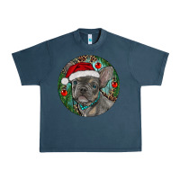Midnight Navy Frenchie Christmas Urban Heavy Tee - RanaPortraitStore