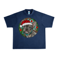 Navy Frenchie Christmas Urban Heavy Tee - RanaPortraitStore