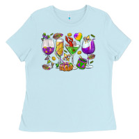 Baby Blue Mardi Gras wine glasses Ladies Tee - HowdyJamesFarm