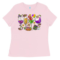 Bubblegum Pink Mardi Gras wine glasses Ladies Tee - HowdyJamesFarm