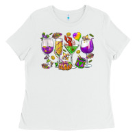 White Mardi Gras wine glasses Ladies Tee - HowdyJamesFarm