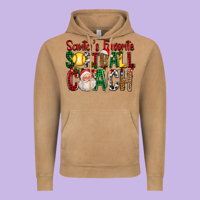 Santa's Favorite Softball Coach For Christmas Vintage Hoodie Designed By Fadigitalartstudio