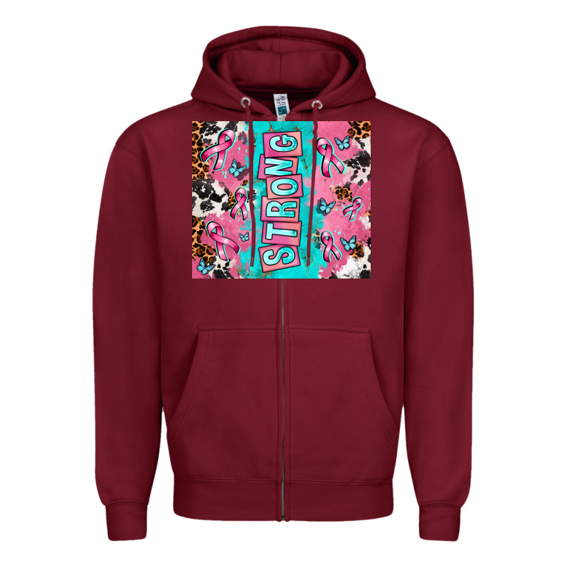 Breast Cancer Awareness Strong Zipper Hoodie by AdoDesignShop | Teevron