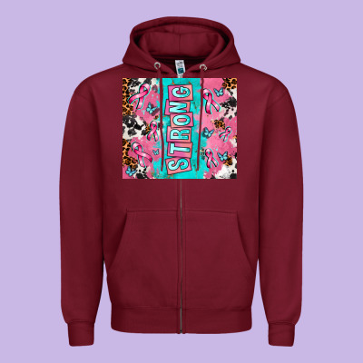 Breast Cancer Awareness Strong Zipper Hoodie Designed By Adodesignshop