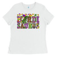 White Mardi Saurus Ladies Tee - HowdyJamesFarm