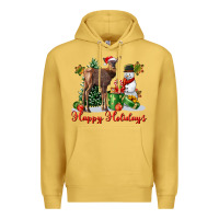 Antique Gold happy holidays baby deer Premium Hoodie - LillyAllenDesigns