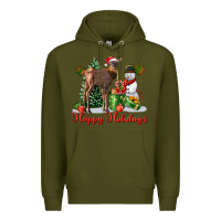 Army Green happy holidays baby deer Premium Hoodie - LillyAllenDesigns