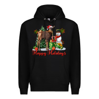 Black happy holidays baby deer Premium Hoodie - LillyAllenDesigns