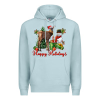 Blue Mist happy holidays baby deer Premium Hoodie - LillyAllenDesigns