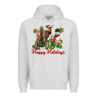 Dove Grey happy holidays baby deer Premium Hoodie - LillyAllenDesigns