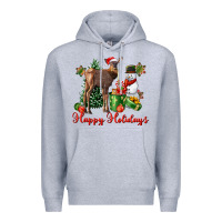 Heather Grey happy holidays baby deer Premium Hoodie - LillyAllenDesigns