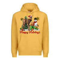 Mustard happy holidays baby deer Premium Hoodie - LillyAllenDesigns
