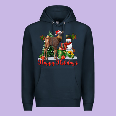 Happy Holidays Baby Deer Premium Hoodie Designed By Lillyallendesigns