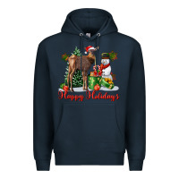 Navy happy holidays baby deer Premium Hoodie - LillyAllenDesigns