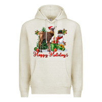 Oatmeal Heather happy holidays baby deer Premium Hoodie - LillyAllenDesigns