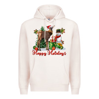 Pale Pink happy holidays baby deer Premium Hoodie - LillyAllenDesigns